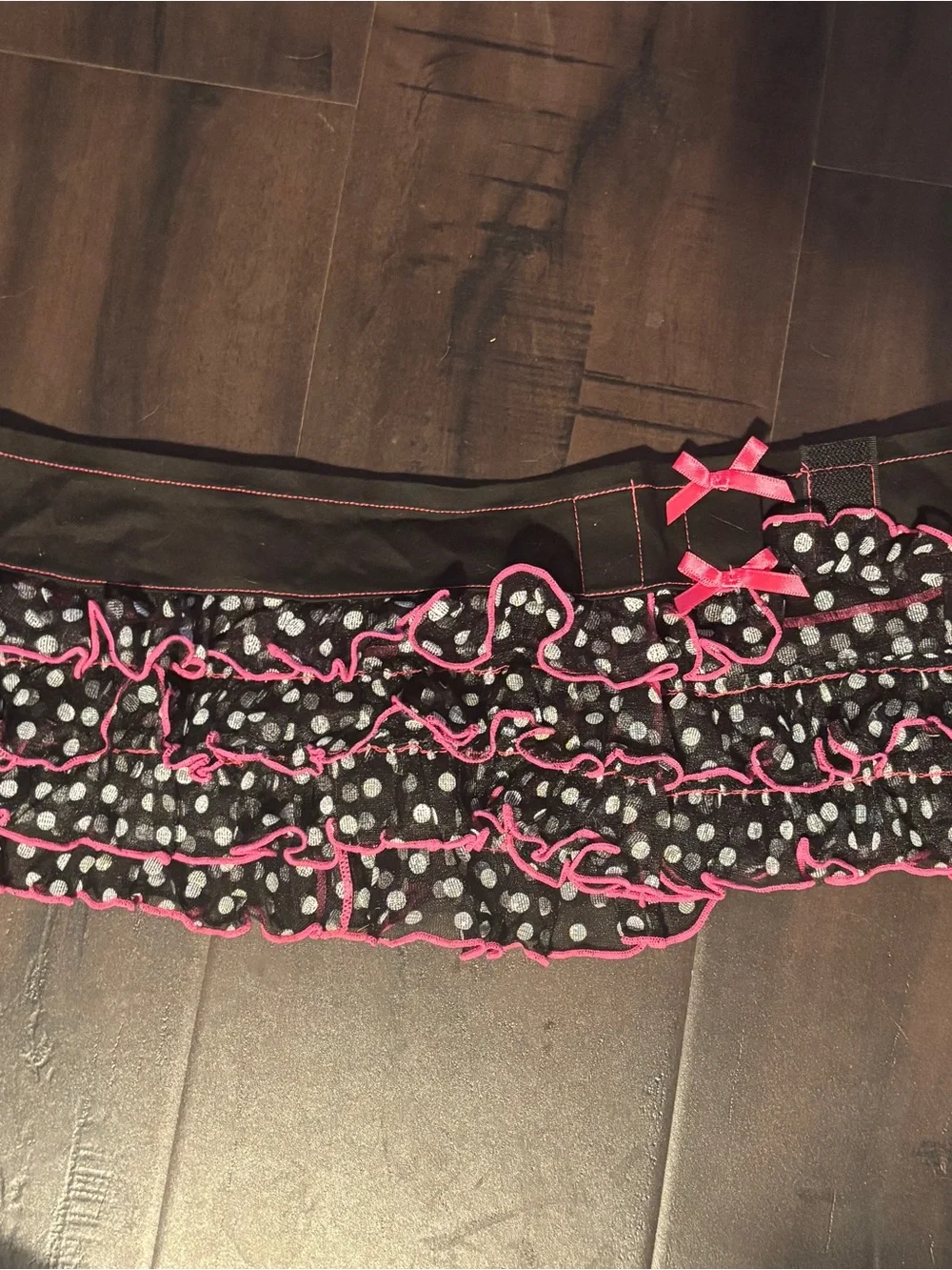 Y2K scene Mc bling emo alt micro mini skirt rave deadstock black pink Polk a dot